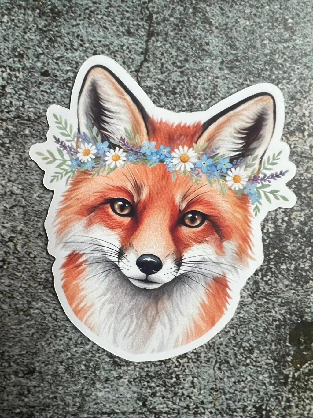Fuchs Sticker – Aquarell Fuchs mit Blumenkranz - luminajoy.shop