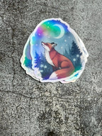Holographischer Fuchs Sticker – Fuchs unterm Mond - luminajoy.shop