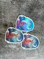 Holographischer Fuchs Sticker – Fuchs unterm Mond - luminajoy.shop